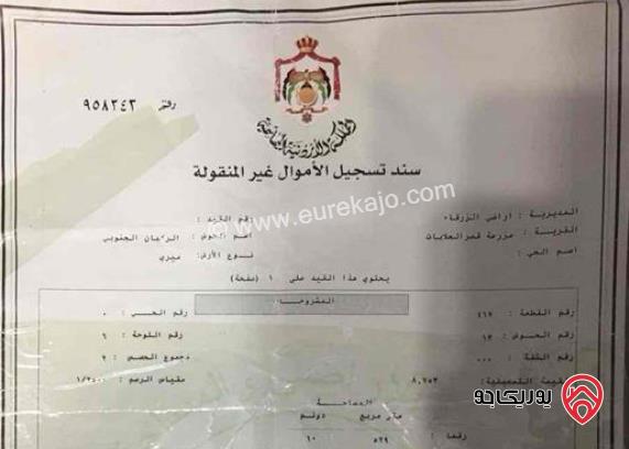 قطعة ارض مساحة 10 دونم و 529م للبيع في الزرقاء - الظليل