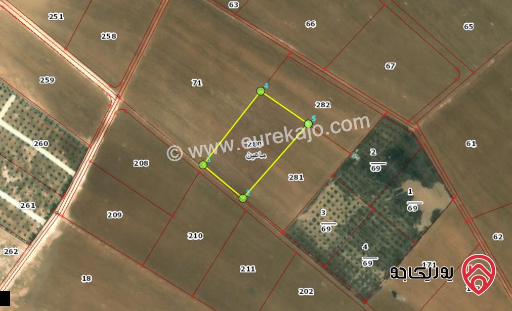 قطعة أرض مساحة 5300م زراعية مميزة واصل الخدمات للبيع في مادبا - ماعين غرابيات ام راسين 