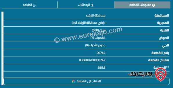 قطعة أرض مساحة 583م للبيع في الزرقاء - بيرين 